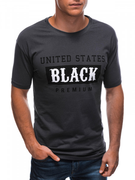 Vīriešu apdrukāts t-shirt S1405 - tumši pelēks Timon