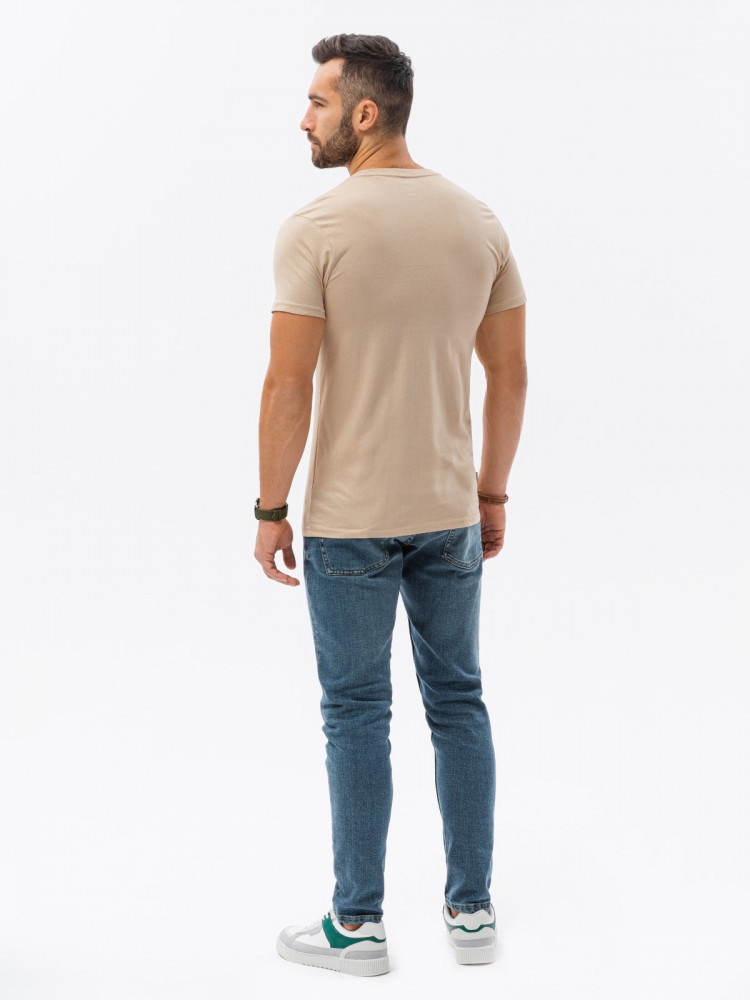 Vīriešu klajums t-shirt S1370 - bēša Vīriešu klajums t-shirt S1370 - bēša